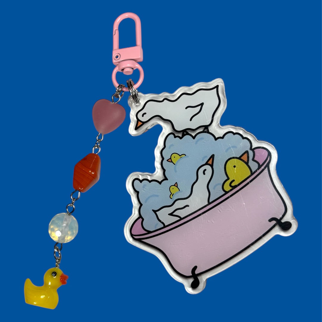 Goose Bath Beaded Bag Charm