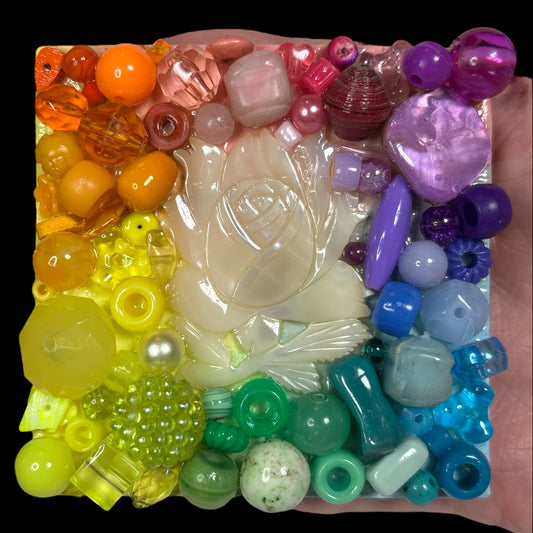Rainbow Rose 3D Assemblage Magnet