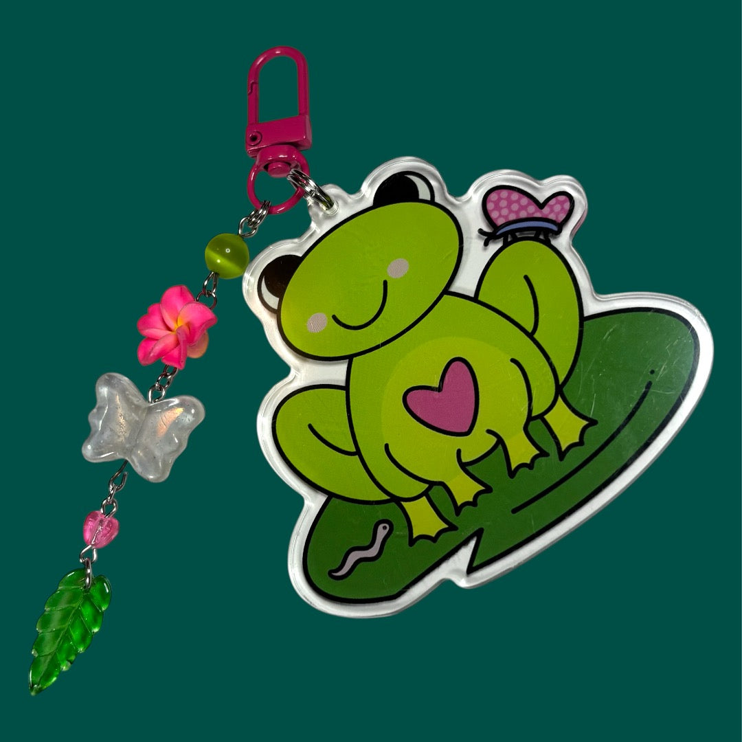Friendly Frog Beaded Bag Charm