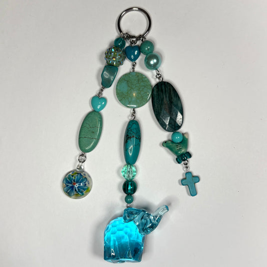 Aqua Monochrome Bag Charm